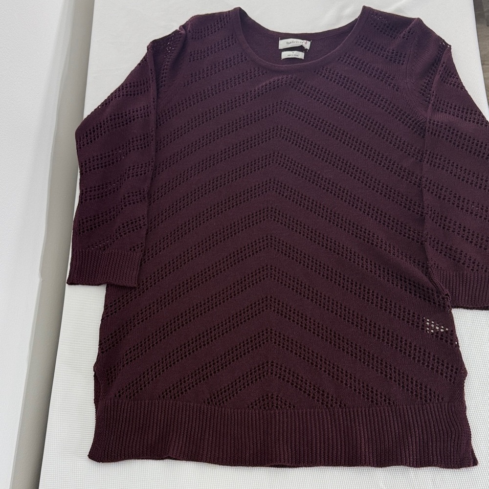 Van Heusen Women's Dark Purple Open Knit Sweater